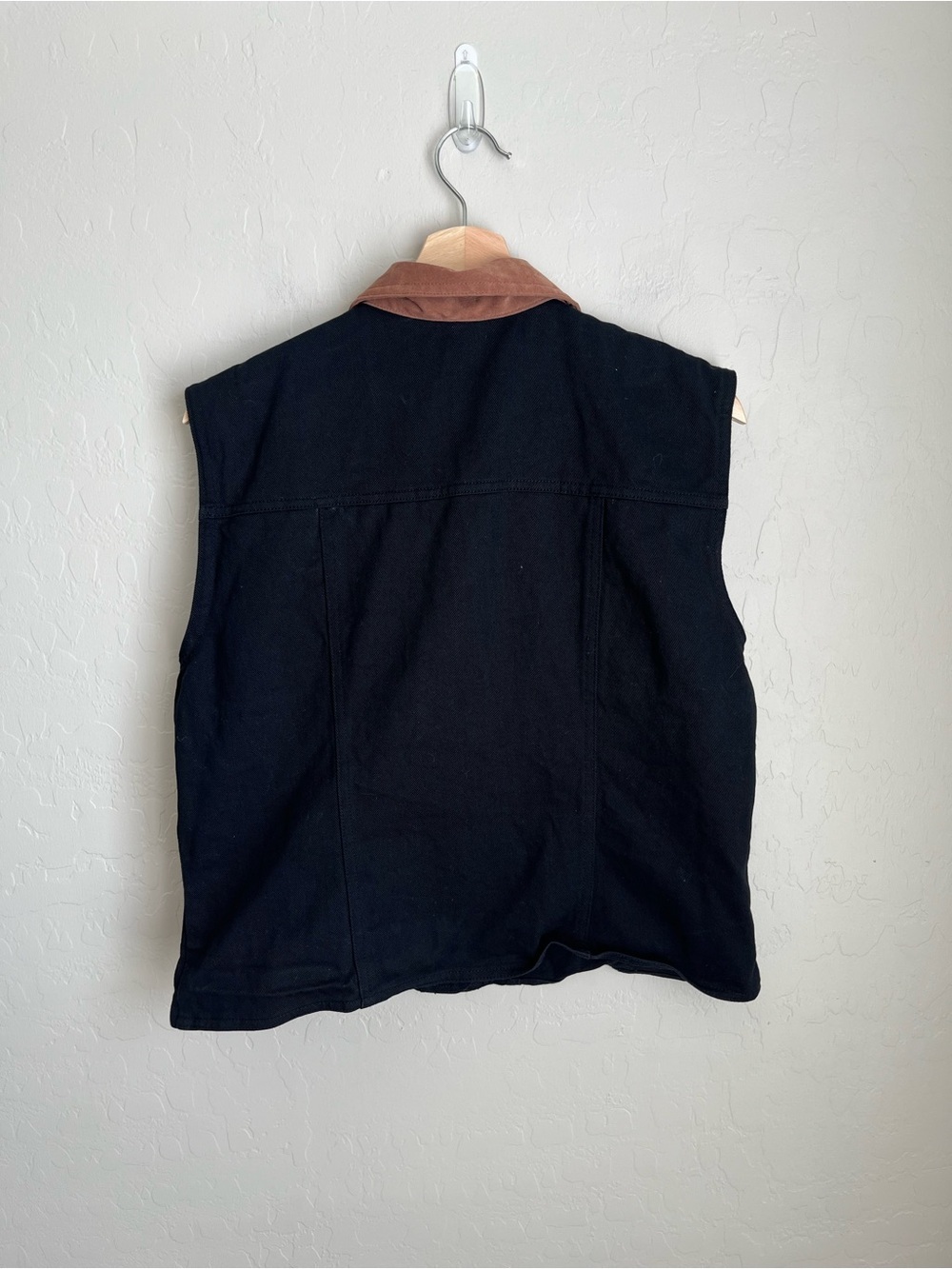 Vintage 90s Stonebridge Western Stud Rivet Pocket Cotton Vest Black Tan NEW Lrg - Picture 3 of 5